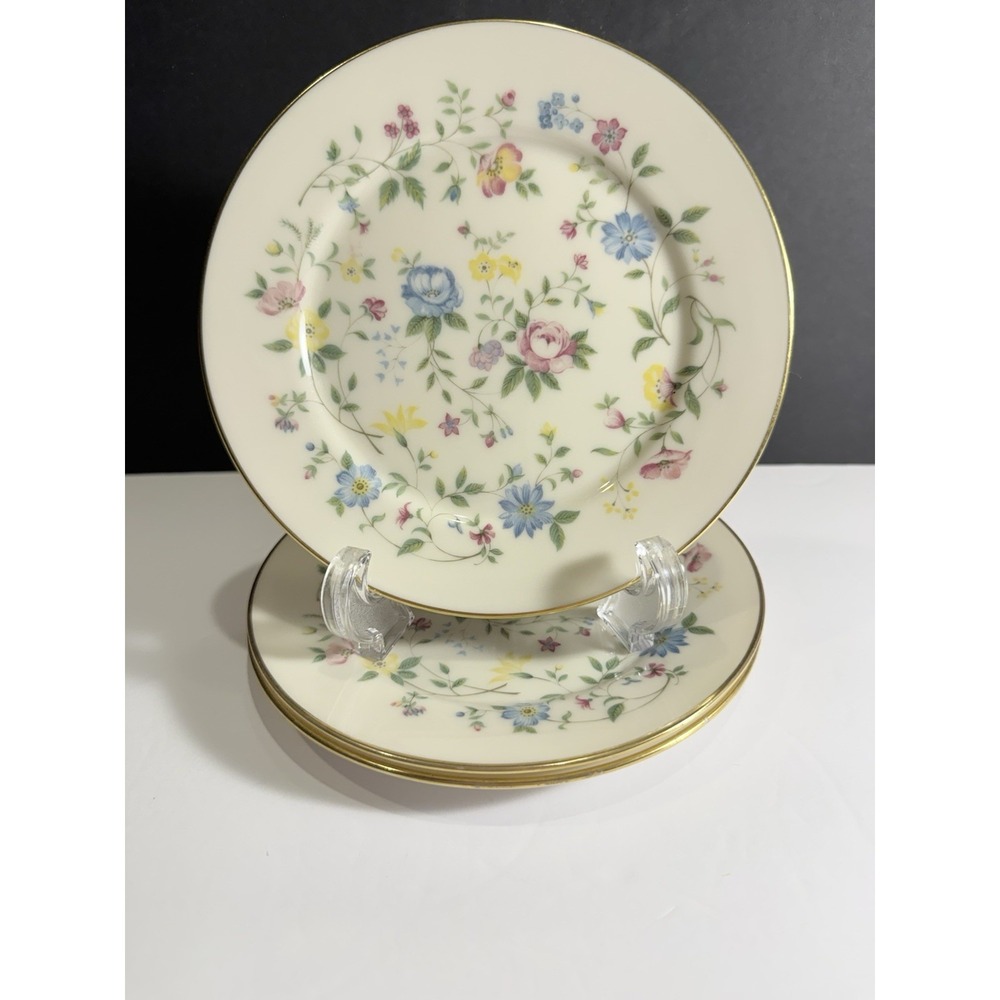 Lenox Garden Party Bread Butter Plates 6.5" Floral Gold Trim Set of 3